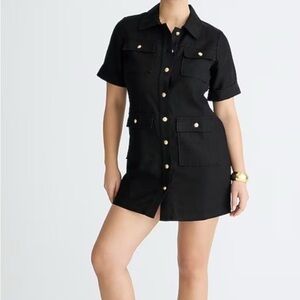 J. Crew Black Linen Gold Tone Crest Buttons Cargo Pockets Size 8 NWT